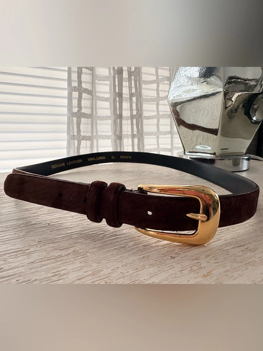 VTG Amanda Smith Brown Suede Leather Thin Belt Size XL
